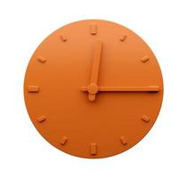 minimale orange uhr 12 15 fünfzehn nach zwölf uhr abstrakte minimalistische wanduhr 3d illustration foto