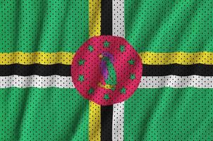 Dominica-Flagge gedruckt auf einem Polyester-Nylon-Sportswear-Mesh-Stoff foto