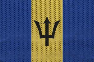 Barbados-Flagge gedruckt auf einem Polyester-Nylon-Sportswear-Mesh-Stoff foto