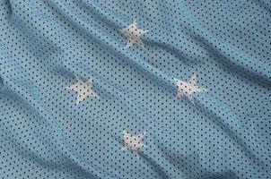 Mikronesien-Flagge gedruckt auf einem Polyester-Nylon-Sportswear-Mesh-Gewebe foto