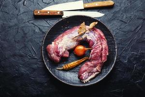 rohes Schweinefleisch, frisches Fleisch foto