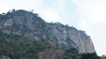 die wunderschönen berglandschaften mit dem grünen wald und der ausgebrochenen felsenklippe als hintergrund in der landschaft des chinas foto