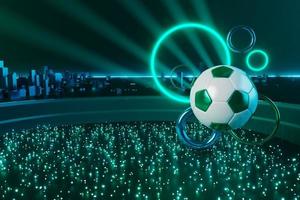 Fußballkugelobjekt, Sportballdesign, Fußballelementkonzept, 3D-Illustration, abstrakte Fußballtechnologie, mobiler Smartphone-Bildschirm, grüne Rasenfläche, Online-Sport live, Casino-Sportgeschäft foto