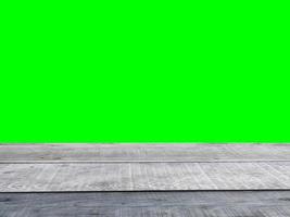 Regal Planke Greenscreen Hintergrund Greenscreen grau Holztisch Konzept Exponat Werbung Produkt foto