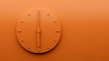 minimal orange uhr sechs 6 uhr abstrakte minimalistische wanduhr 3d illustration foto