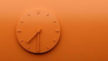 minimal orange uhr 7 30 halb sieben uhr abstrakte minimalistische wanduhr 19 30 3d illustration foto