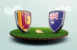 sri lanka vs australien a cricket flags mit schildfeierstadion 3d illustration foto