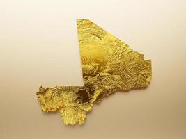 mali karte goldene metallfarbe höhe kartenhintergrund 3d illustration foto