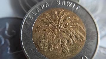 Eintausend-Rupiah-Münze aus Indonesien mit dem Palmöl-Symbol isoliert auf weißem Hintergrund, Diterbitkan Oleh Bank Indonesien Pada Tahun 1993 foto