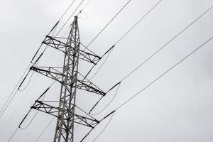 Stromleitung an einem bewölkten Tag foto