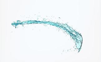 3D klares blaues Wasser verstreut, Wasserspritzer transparent, 3D-Darstellung foto