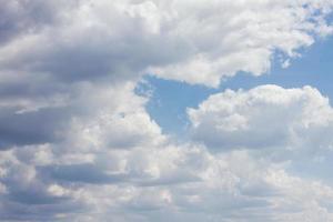 blauer Himmel mit vielen Wolken. natürlicher sauberer hintergrund mit kopienraum foto