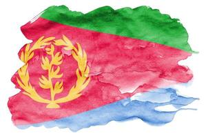 eritrea-flagge wird in flüssigem aquarellstil dargestellt, der auf weißem hintergrund lokalisiert wird foto