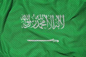 Saudi-Arabien-Flagge gedruckt auf einem Sportbekleidungsnetz aus Polyester-Nylon f foto