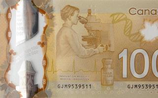 Entdeckung von Insulin in der Diabetesbehandlung aus Kanada 100 Dollar 2011 Polymer-Banknoten foto