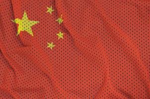 China-Flagge gedruckt auf einem Polyester-Nylon-Sportswear-Mesh-Gewebe m foto