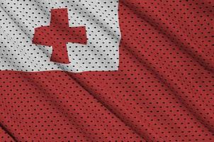 Tonga-Flagge gedruckt auf einem Polyester-Nylon-Sportswear-Mesh-Gewebe m foto