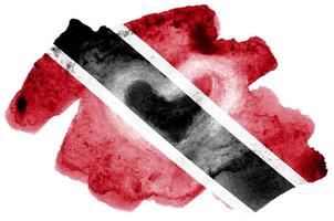 die flagge von trinidad und tobago ist in flüssigem aquarellstil isoliert auf weißem hintergrund dargestellt foto