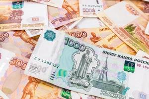 Hintergrund von Banknoten, russische Rubel foto