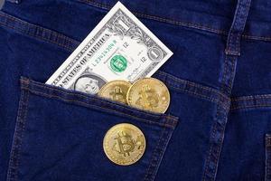 Bitcoin und der Dollar, Tasche foto