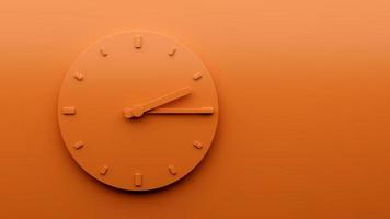 minimal orange uhr 2 15 viertel nach zwei abstrakte minimalistische wanduhr 14 15 oder zwei fünfzehn 3d illustration foto