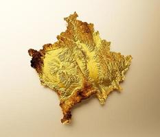 kosovo karte goldene metallfarbe höhe kartenhintergrund 3d illustration foto