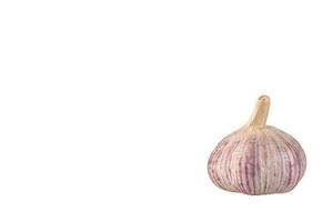 Knoblauch, eine Knoblauchzehe auf weißem Hintergrund. foto