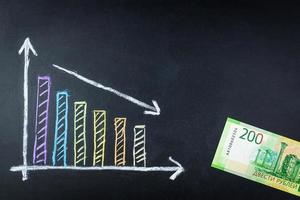 Geschäftsdiagramm Rückgang des Rubels foto