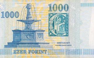 Königlicher Brunnen von Visegrad auf Ungarn 1000 Forint 2006 Banknotenfragment foto