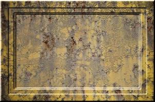 Textur einer gelben, rauen, verrosteten Metalloberfläche mit voluminösen, grau hervorgehobenen Teilen, die bei Lichteinwirkung zu sehen sind. Vorbereitung für die Hintergrundverarbeitung von Folien und Tabellenkalkulationen foto