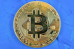 Bitcoin blauer Hintergrund foto
