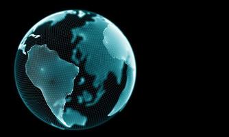 digitaler Globus 3d. globale weltinternettechnologie. Kommunikationskonzept abstrakter Hintergrundplanet. Blaulicht-Verbindungsdesign. Big-Data-Netzwerk moderne Karte. Reisegeschäft foto