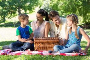 glückliche Familie auf einem Picknick im Park