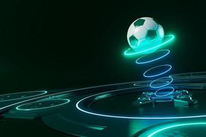 Fußballkugelobjekt, Sportballdesign, Fußballelementkonzept, 3D-Illustration, abstrakte Fußballtechnologie, mobiler Smartphone-Bildschirm, grüne Rasenfläche, Online-Sport live, Casino-Sportgeschäft foto