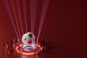 Fußballkugelobjekt, Sportballdesign, Fußballelementkonzept, 3D-Illustration, abstrakte Fußballtechnologie, mobiler Smartphone-Bildschirm, grüne Rasenfläche, Online-Sport live, Casino-Sportgeschäft foto