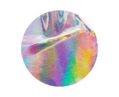 leeres rundes selbstklebendes holografisches Folienaufkleberetikett isoliert auf weißem Hintergrund foto