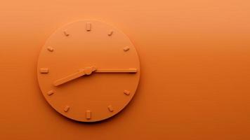 minimale orange uhr 8 15 viertel nach acht uhr abstrakte minimalistische wanduhr neun fünfzehn 3d illustration foto