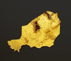 niger karte goldene metallfarbe höhe kartenhintergrund 3d illustration foto
