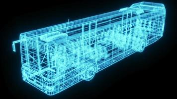 3D-Rendering Illustration Bus Blaupause leuchtendes Neon-Hologramm futuristische Show-Technologie-Sicherheit für Premium-Produkt-Geschäftsfinanzierung foto