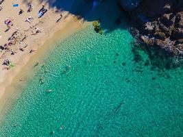 weltberühmter Kleopatra-Strand von Alanya. Luftbild vom Strand. tolle Sommerferien foto