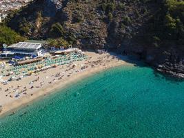 weltberühmter Kleopatra-Strand von Alanya. Luftbild vom Strand. tolle Sommerferien foto