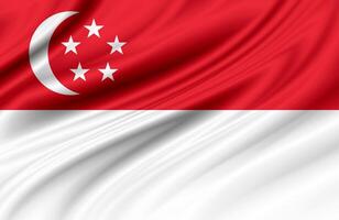 3D-Darstellung der Singapur-Flagge auf seidigem Stoff foto