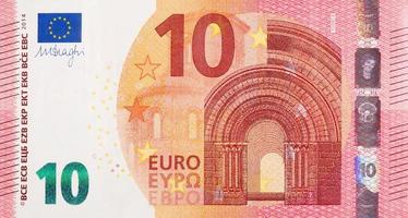 Fragmentteil der 10-Euro-Banknote, Nahaufnahme mit kleinen roten Details foto