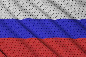 Russland-Flagge gedruckt auf einem Polyester-Nylon-Sportswear-Mesh-Gewebe foto