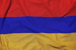 Armenien-Flagge gedruckt auf einem Polyester-Nylon-Sportbekleidungs-Mesh-Gewebe foto