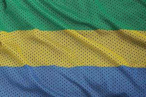Gabun-Flagge gedruckt auf einem Polyester-Nylon-Sportbekleidungs-Mesh-Gewebe m foto