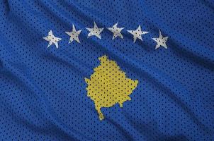 Kosovo-Flagge gedruckt auf einem Polyester-Nylon-Sportbekleidungs-Mesh-Gewebe foto