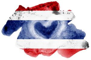 die thailändische flagge ist in flüssigem aquarellstil isoliert auf weißem hintergrund dargestellt foto