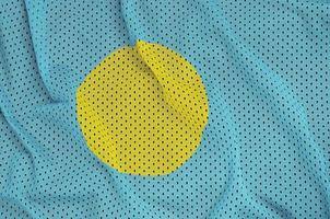 Palau-Flagge gedruckt auf einem Polyester-Nylon-Sportswear-Mesh-Gewebe m foto