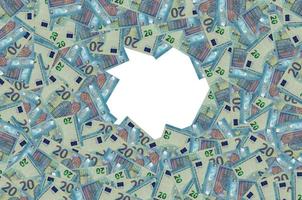 Musterteil der 20-Euro-Banknote, Nahaufnahme mit kleinen blauen Details foto